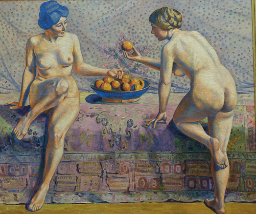 femmes à la coupe d'oranges